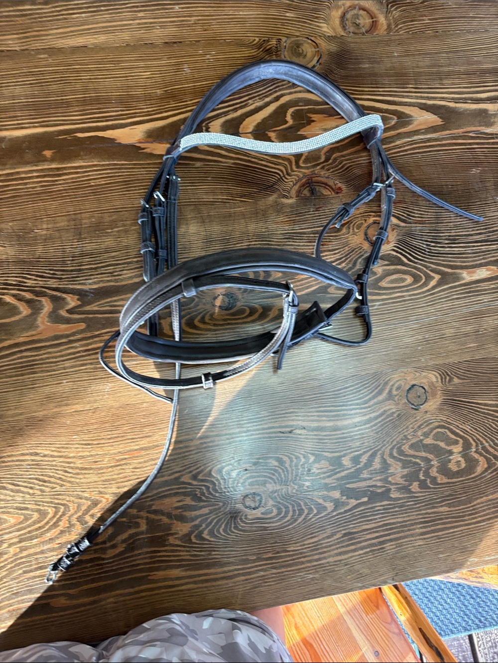 Classic brown synthetic Leather Horse Bridle with Crystal Browband